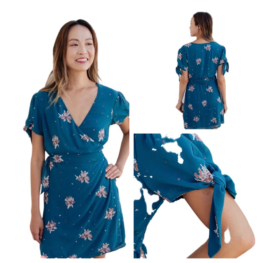 Willow & Clay Teal Floral Midi Dress